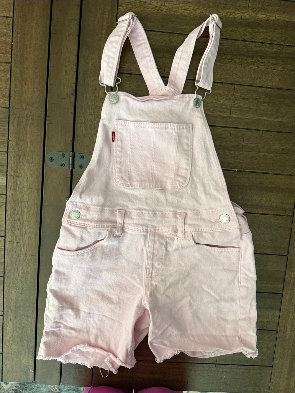 Levi's Pastel Pink Denim Short Overalls